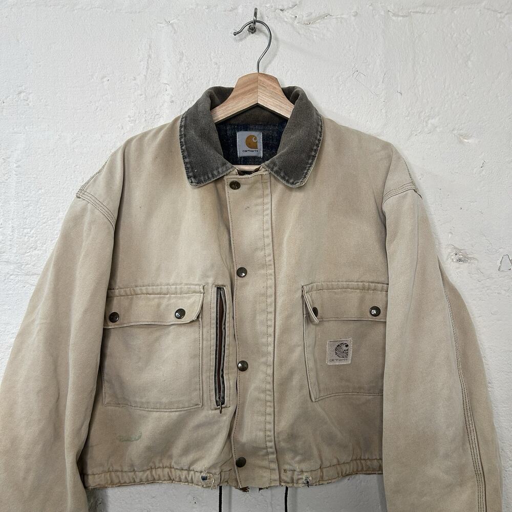 Vintage Carhartt Wool-Lined Cropped Duster Coat “Sand” - Picture 3 of 14